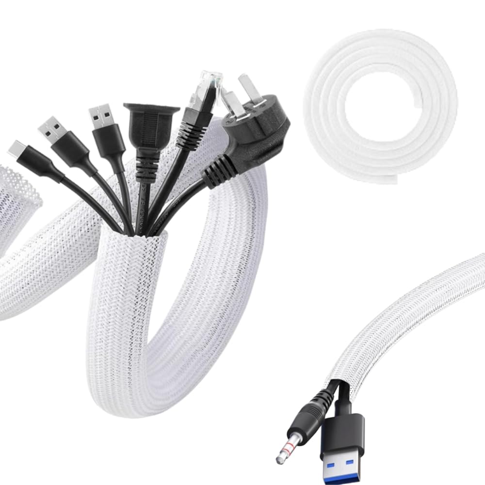 編組ケーブルスリーブ ホワイト・3m巻き CA-SL13W2【編組ケーブルスリーブ（ホワイト・2m巻き・内寸直径13mm